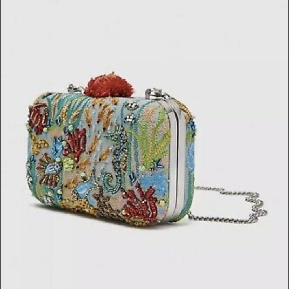 SOLD! NWT Zara Hand Made Embellished Clutch Box MINAUDIÈRE Bag - Picture 4 of 17